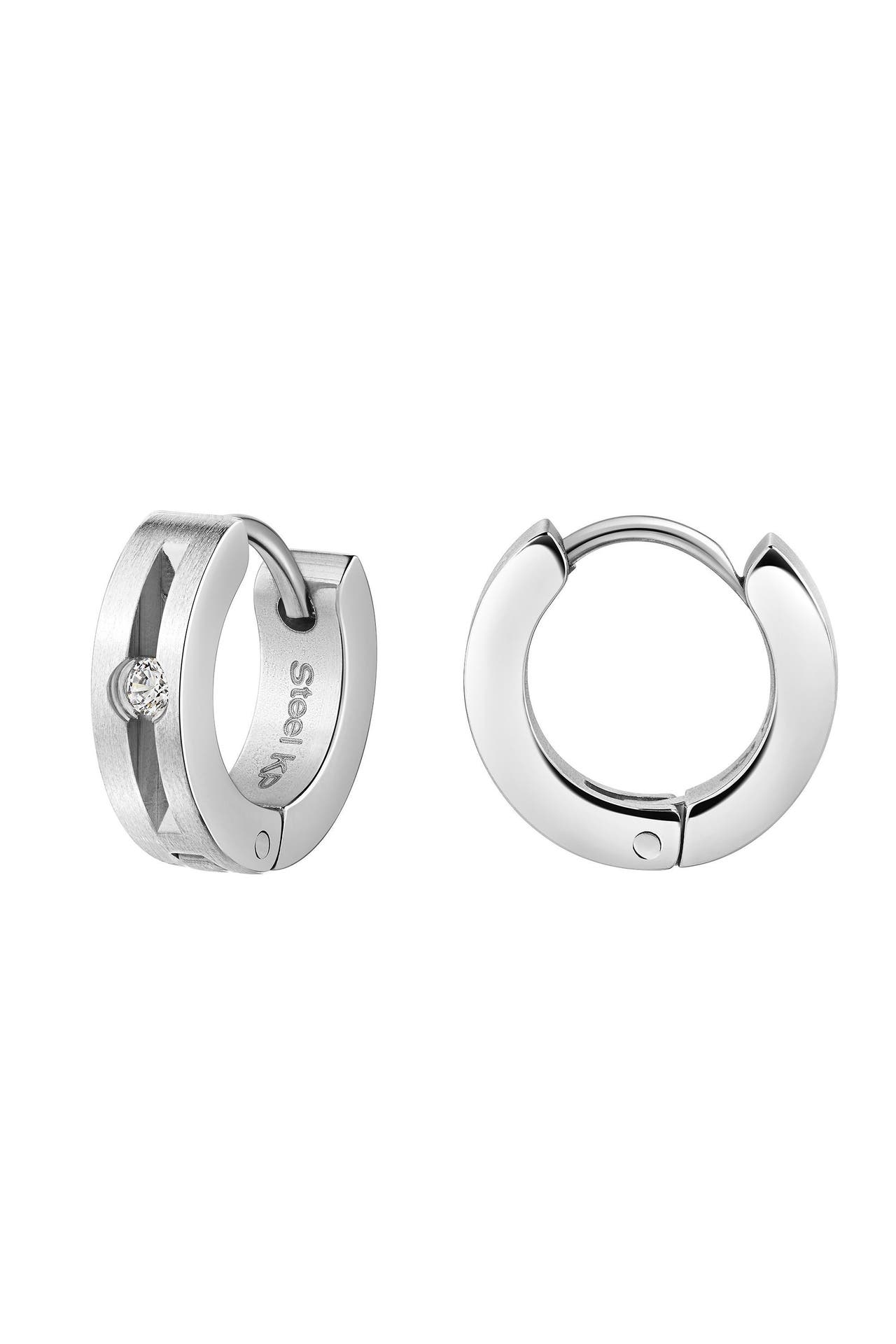 ZEEME Ohrringe Edelstahl glanz Zirkonia silber, Bild 1