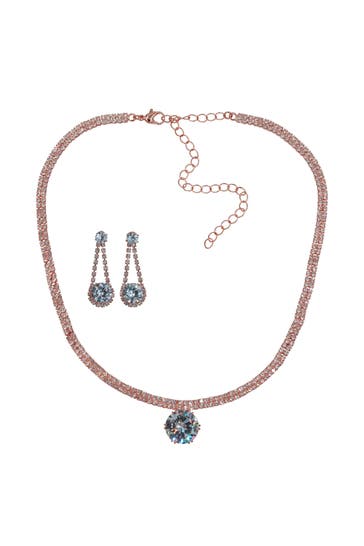 STEUER Kette Metall rose Glasstein weiß rosa