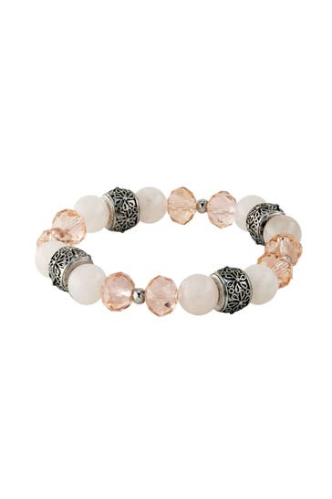 STEUER Armband Metall 17cm Rosenquarz Glaskristall rosé