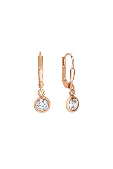 ZEEME Ohrringe Silber 925 rosé-vergoldet mit Zirkonia weiß 25mm lang rot