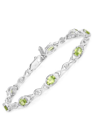 VIRA JEWELS Armband 925-Sterling Silber rhodiniert Glänzend  Peridot grün silber