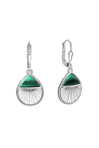 ZEEME Ohrringe 925/- Sterling Silber rhodiniert Malachit silber