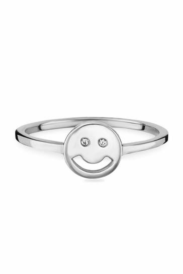 CAI Ring 925 Sterling Silber rhodiniert Smile silber