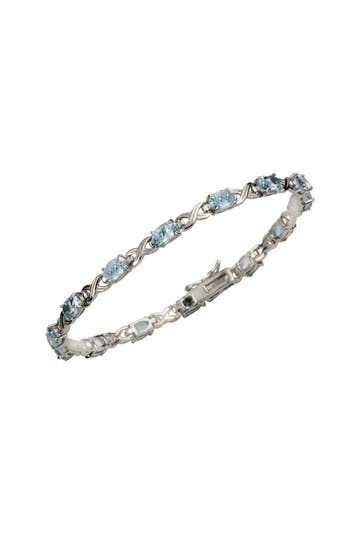 ZEEME Armband Silber 925 rhodiniert 19cm lang mit 14x Blautopas (beh.) silber