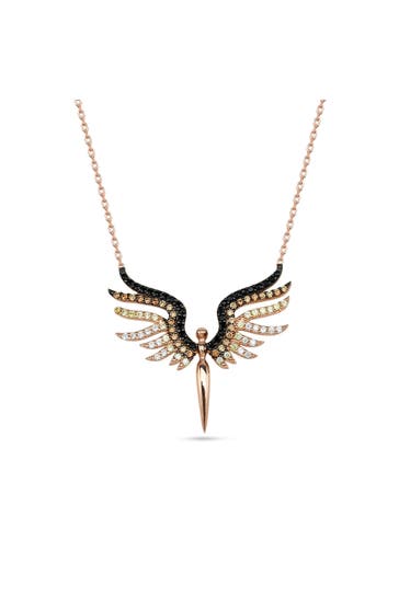 DKENIZ Kette 925/- Sterling Silber rosévergoldet Engel-Kette rot