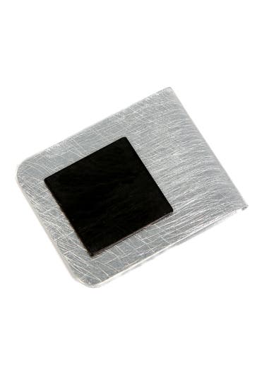 DEMARIE Schmuckset Kragenklemme aus Aluminium gebürstet + gewolkt schwarz