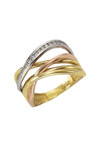 FASCINATION BY ELLEN K. Ring 333 Gold 3-farbig Zirkonia weiß gelb