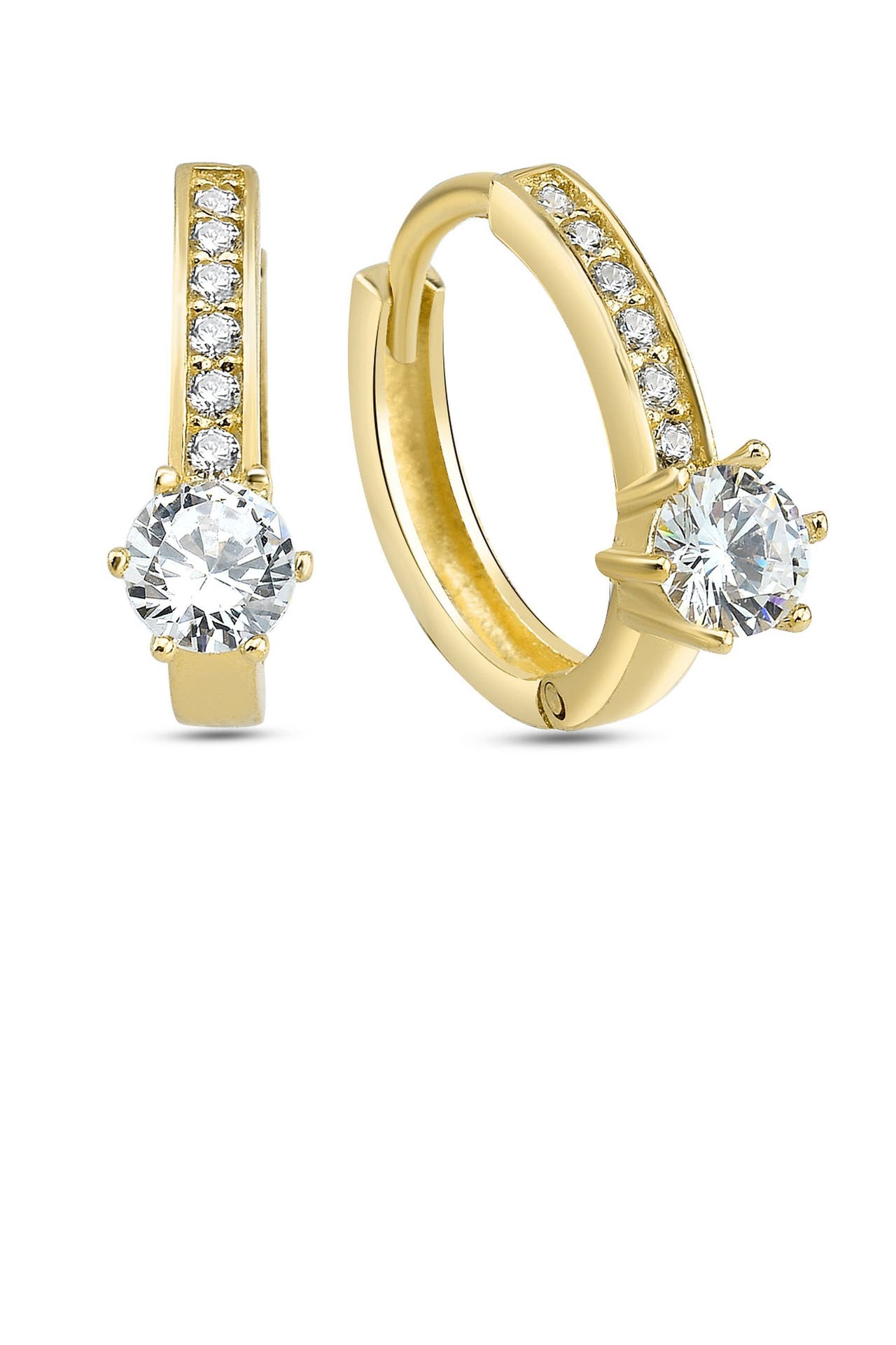 DKENIZ Ohrringe Creolen Solitär 925/- Sterling Silber gold, Bild 1