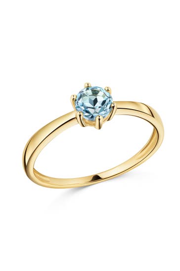 FASCINATION BY ELLEN K. Ring 375 Gold Gelb Sky Blue Topas Solitär Blau gelb