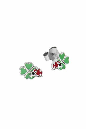 ZEEME Ohrringe 925 Sterling Silber Kleeblatt Marienkäfer