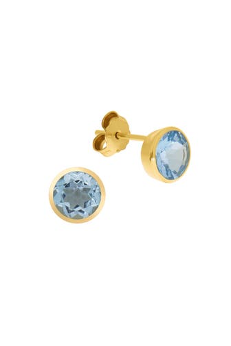 FASCINATION BY ELLEN K. Ohrringe Gold 585 mit echtem Blautopas (beh.) 7mm gelb