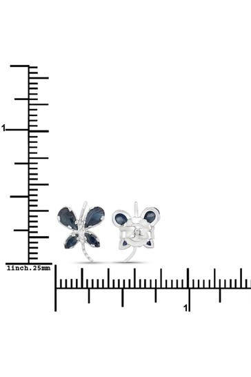 VIRA JEWELS Ohrringe Silber 925 rhodiniert Schmetterling-Motiv mit echten Saphir-Steinen silber