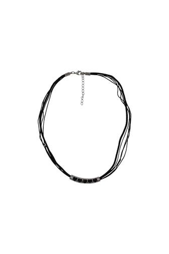 STEUER Kette Textilkette, schwarz, mit silberfarbener Herzapplikation schwarz