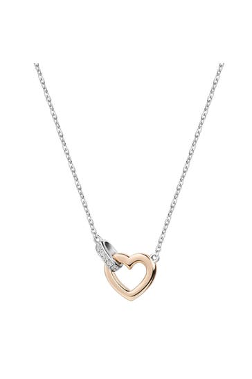 ZEEME Kette 925/- Sterling Silber rosévergoldet Herz mehrfarbig