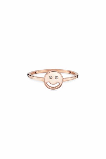 CAI Ring 925 Sterling Silber rotvergoldet Zirkonia Smile