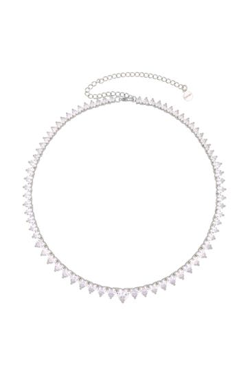 FASHIONBOX Kette rhodiniert Zirkonia weiss Mittelteil Zirkoniaherz weiss silber