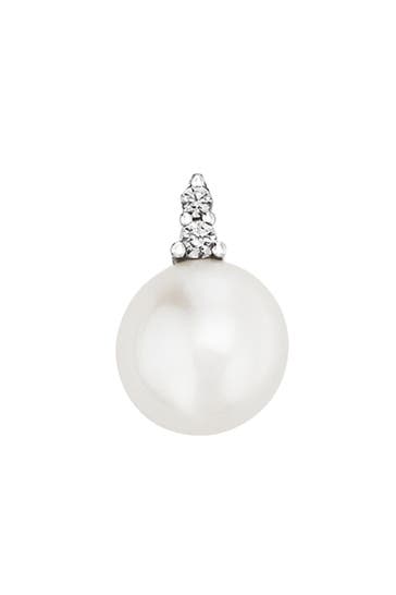 OROLINO Anhänger Gold 585 mit 2 Brillanten zus. 0,05ct. und weißer Perle 8mm