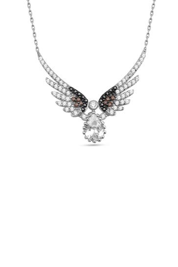 DKENIZ Kette 925/- Sterling Silber Zirkonstein & Engel Silberkette silber