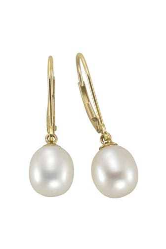 FASCINATION BY ELLEN K. Ohrringe 585 Gold Perle weiß 8-8,5mm gelb