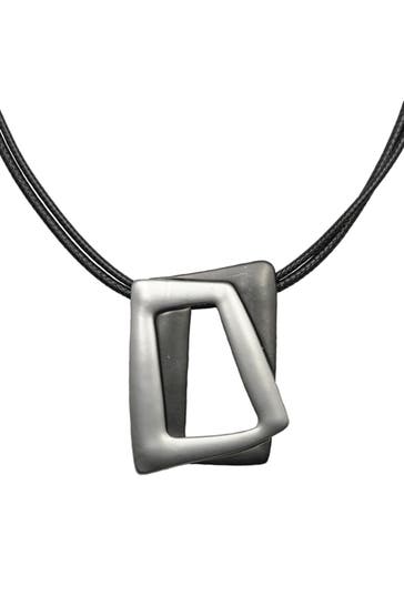 STEUER Kette Metall zweifarbig grau schwarz Textilband schwarz