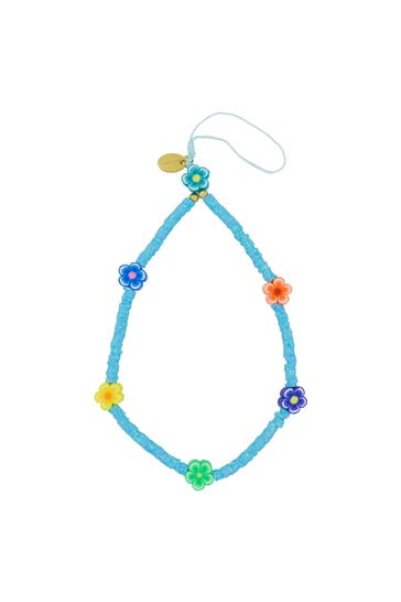 FASHIONBOX Armband mit Vinylplättchen blau 5 Blütenelemente mehrfarbig