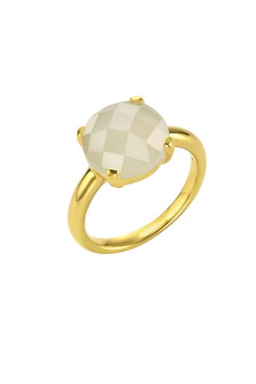 JAMELLI Ring 925 Silber vergoldet mit Mondstein gelb