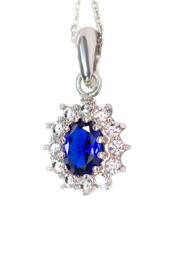 LEIS Kette 925/- Sterling Silber rhodiniert Saphir und Zirkonia silber