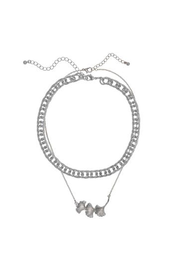STEUER Kette Set Metall glanz Panzer Gikgo silber