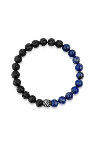 ZEEME Armband Edelstahl Lavakugeln und Lapis
