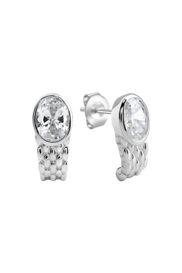 ZEEME Ohrringe 925/- Sterling Silber rhodiniert Zirkonia silber