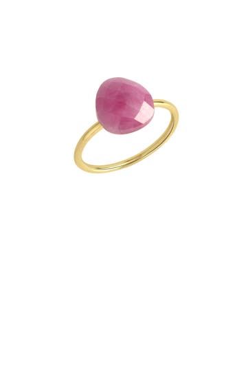 JAMELLI Ring Silber 925 vergoldet mit echtem pinken Safir 10x9mm