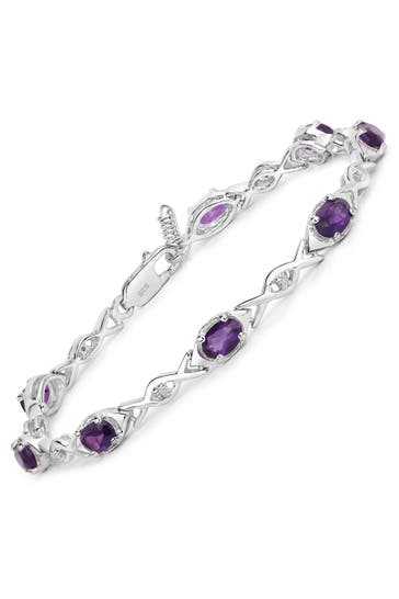 VIRA JEWELS Armband 925-Sterling Silber rhodiniert Glänzend  Amethyst lila silber