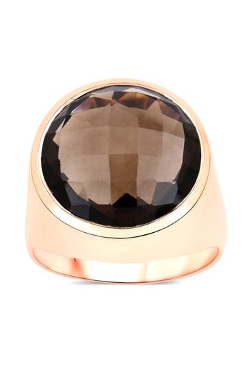 VIRA JEWELS Ring 925-Sterling Silber rotvergoldet Glänzend Rauchquarz dunkelbraun