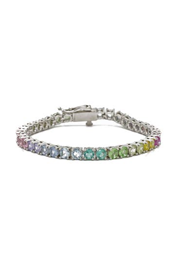 FASHIONBOX Armband Messing  rhodiniert mit Zirkonia multicolor 16 cm mehrfarbig
