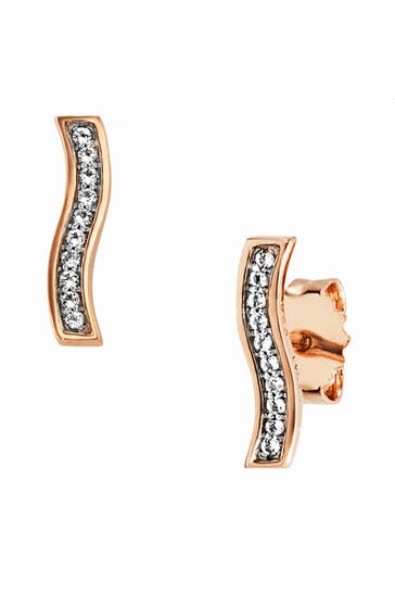 CAI Ohrringe 925 Sterling Silber rotvergoldet Topas weiß rot