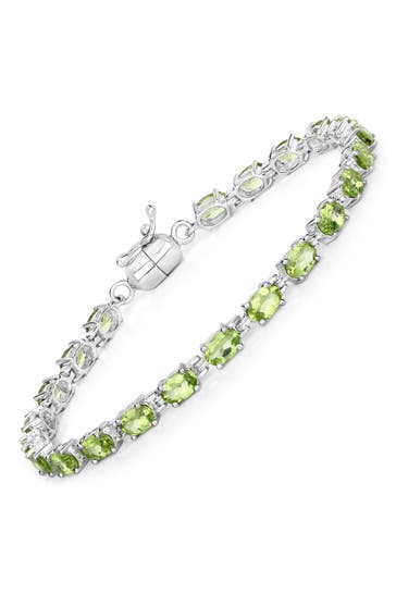 VIRA JEWELS Armband 925-Sterling Silber rhodiniert Peridot oval silber