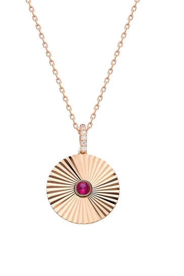 DKENIZ Kette Coin 925/- Sterling Silber vergoldet rot Zirkonia Rot rot