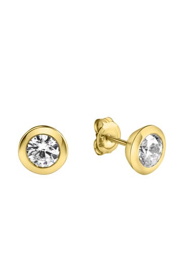 CELESTA Ohrringe Silber 925 vergoldet mit weißem Zirkonia-Stein 6mm gelb