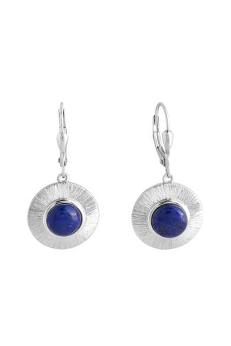 ZEEME Ohrringe Silber 925 rhodiniert glanz/matt mit echtem Lapis 8mm silber