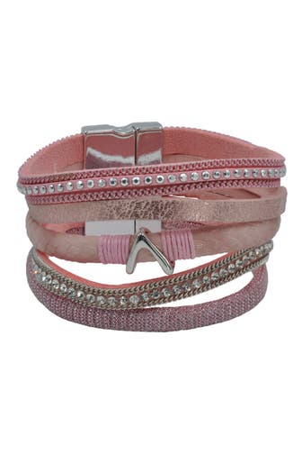 STEUER Armband Velour rosé 5-reihig rosa