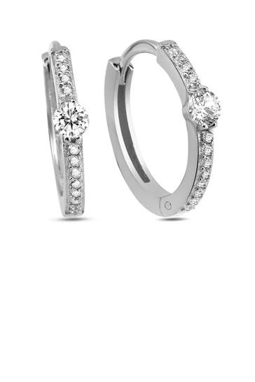 DKENIZ Ohrringe Creolen Solitär 925/- Sterling Silber silber