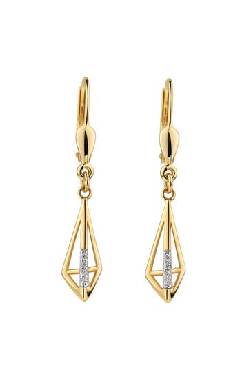 FASCINATION BY ELLEN K. Ohrringe 375 Gold Gelb Zirkonia Offen Spitz Zulaufend Ohrhänger gelb
