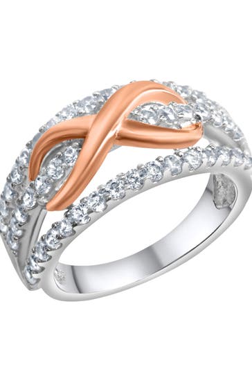 ZEEME Ring Silber 925 zweifarbig mit Unendlichkeits-Motiv silber