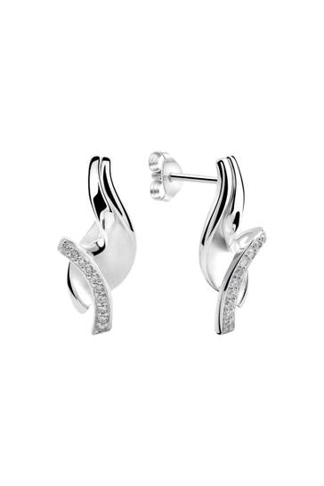 ZEEME Ohrringe 925/- Sterling Silber rhodiniert Zirkonia silber