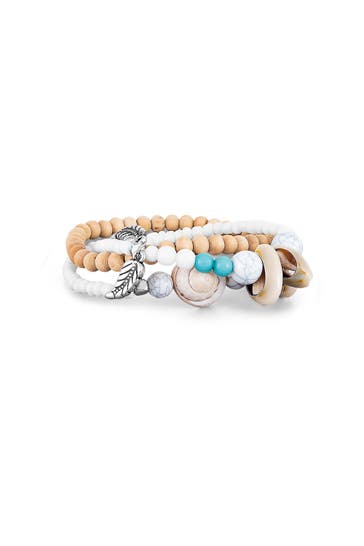 STEUER Armband Set aus 3 Strech-Armbändern mit Muschelzierde champagner