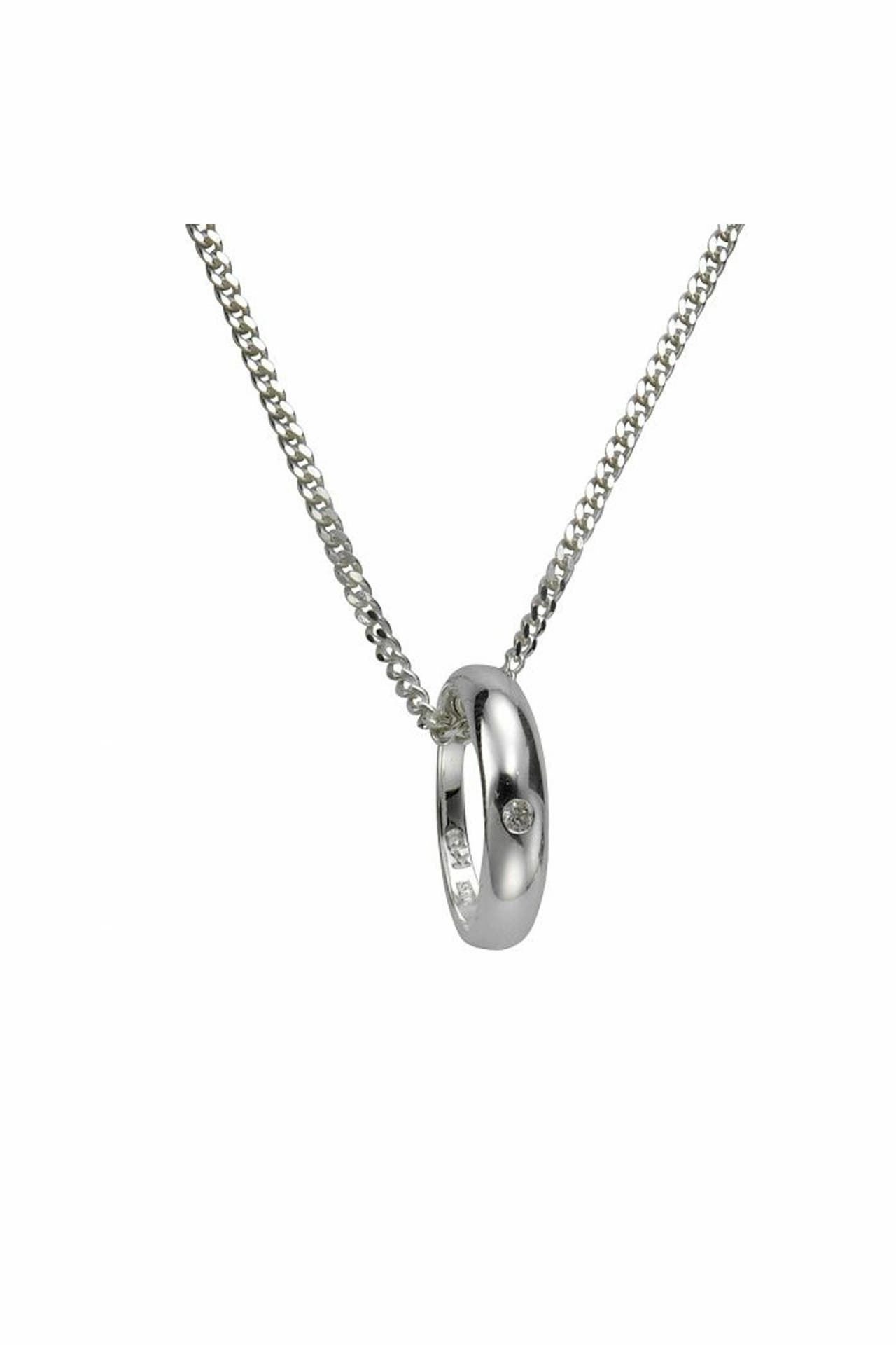 ZEEME Halskette 925 Silber Taufring  mit Diamant 0,01ct., Bild 1