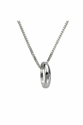 ZEEME Halskette 925 Silber Taufring mit Diamant 0,01ct.
