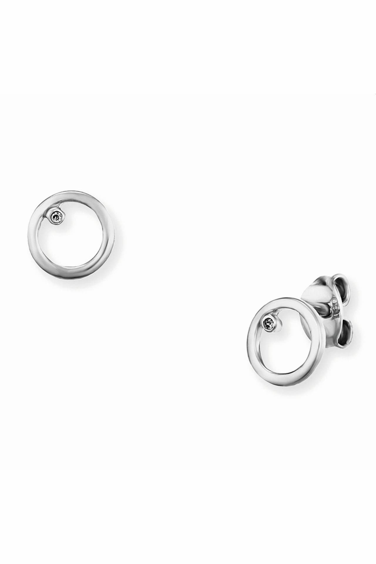 CAI Ohrringe Silber 925 rhodiniert mit Kreis-Motiv 7mm Durchmesser mit Zirkonia-Stein silber, Bild 1