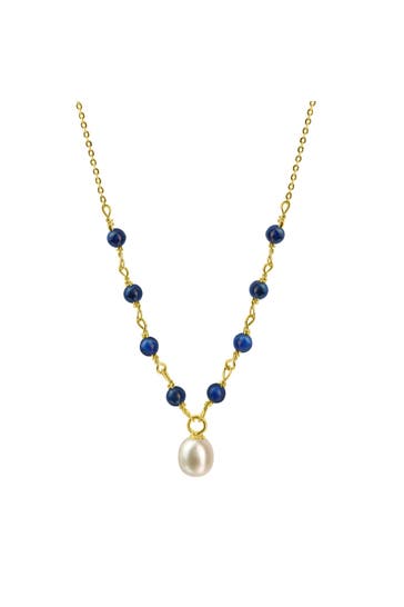 FASCINATION BY ELLEN K. Kette 375/- Gelbgold Perle und Lapis gelb