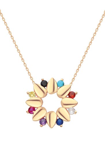 DKENIZ Kette 925 Silber rose vergoldet Glänzend 45,5+7,5cm Zirkonia Weiß rot